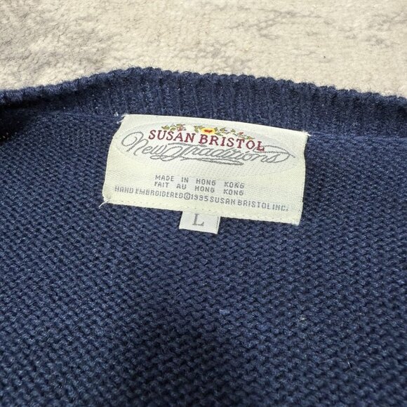 Vintage 1995 Susan Bristol Navy Nautical Knitted Sweater - Picture 6 of 7